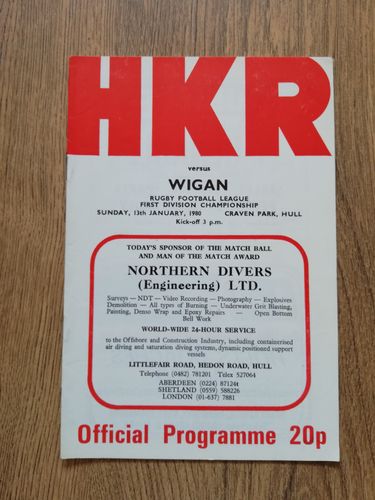 Hull KR v Wigan Jan 1980 Rugby League Programme