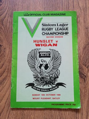 Hunslet v Wigan Nov 1980 Rugby League Programme