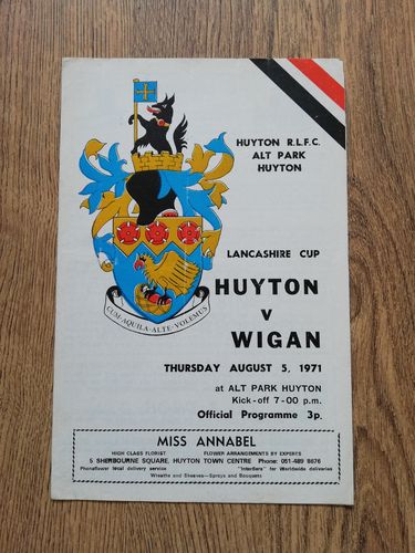 Huyton v Wigan Aug 1971 Lancashire Cup