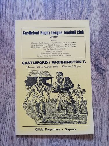 Castleford v Workington Town Aug 1966 Rugby League Programme