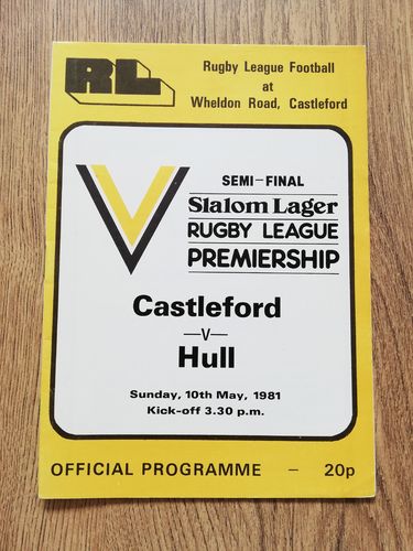 Castleford v Hull May 1981 Premiership Semi-Final Rugby League Programme