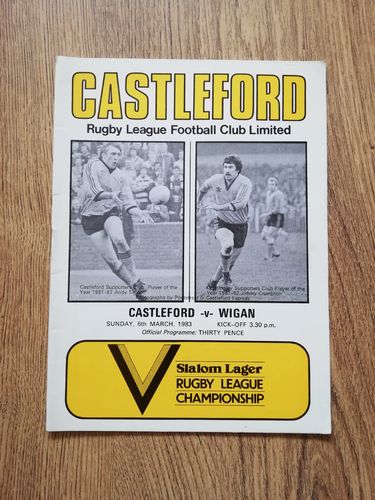 Castleford v Wigan Mar 1983 Rugby League Programme