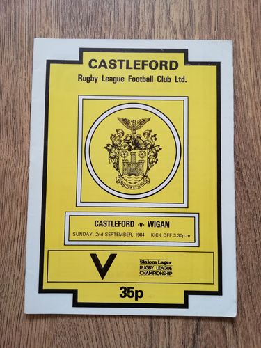 Castleford v Wigan Sept 1984 Rugby League Programme