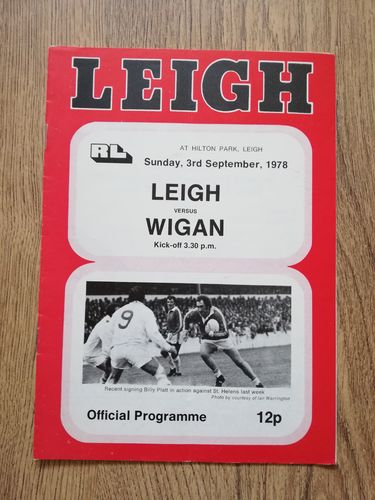 Leigh v Wigan Sept 1978 Rugby League Programme