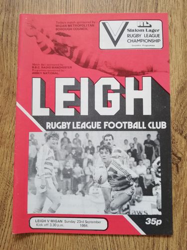 Leigh v Wigan Sept 1984 Rugby League Programme