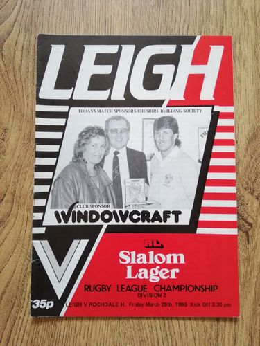 Leigh v Rochdale Hornets Mar 1986 Rugby League Programme