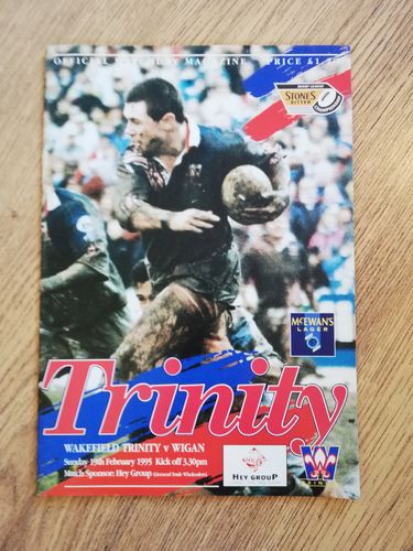 Wakefield Trinity v Wigan Feb 1995 Rugby League Programme