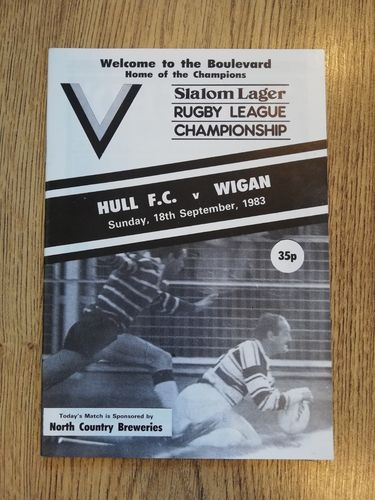 Hull v Wigan Sept 1983 Rugby League Programme