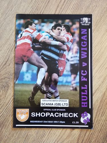 Hull v Wigan Mar 1994 Rugby League Programme