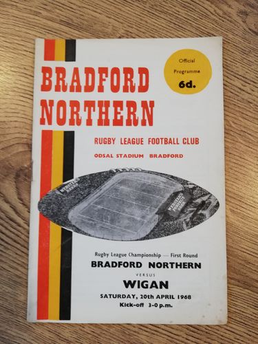 Bradford Northern v Wigan Apr 1968 Championship Play-Off Rugby League Programme