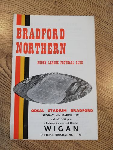 Bradford Northern v Wigan Mar 1973 Challenge Cup Rugby League Programme