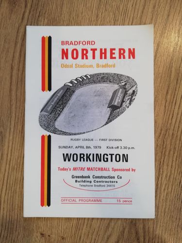 Bradford Northern v Workington Apr 1979 Rugby League Programme