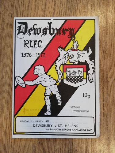 Dewsbury v St Helens Mar 1977 Challenge Cup Rugby League Programme