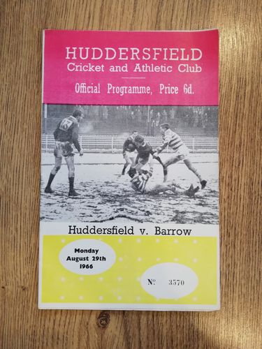 Huddersfield v Barrow Aug 1966 Rugby League Programme