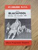 St Helens v Blackpool Dec 1969 Rugby League Programme