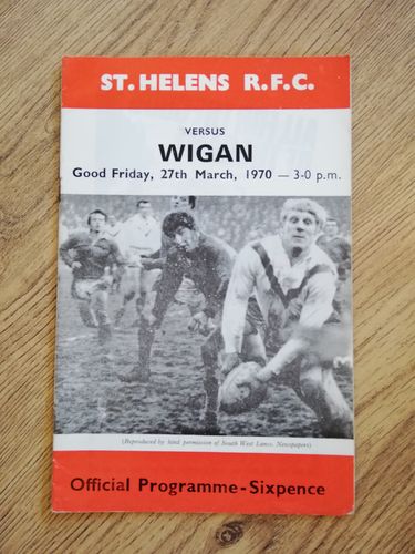 St Helens v Wigan Mar 1970 Rugby League Programme