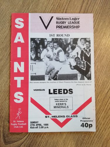 St Helens v Leeds Apr 1986 Premiership Play-Off Rugby League Programme