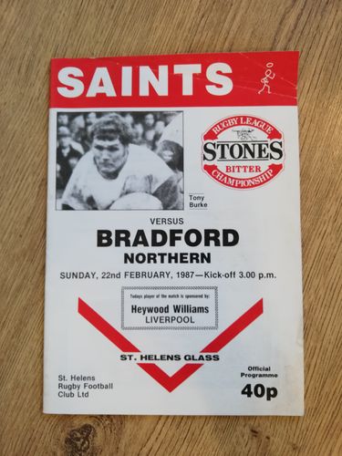 St Helens v Bradford Northern Feb 1987