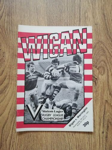 Wigan v Warrington Apr 1983 Rugby League Programme