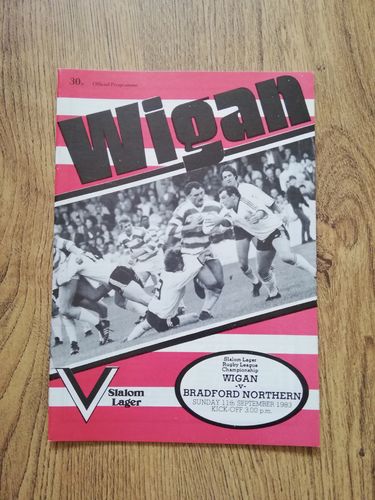 Wigan v Bradford Northern Sept 1983 Rugby League Programme