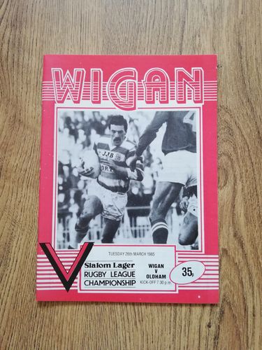 Wigan v Oldham Mar 1985 Rugby League Programme
