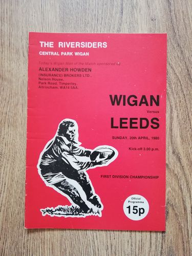 Wigan v Leeds Apr 1980 Rugby League Programme