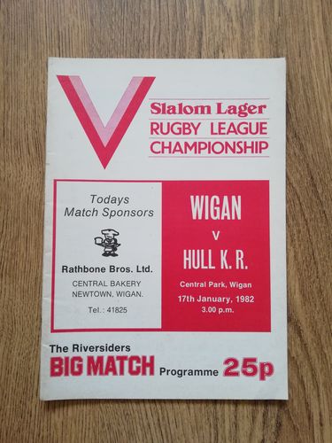 Wigan v Hull KR Jan 1982 Rugby League Programme