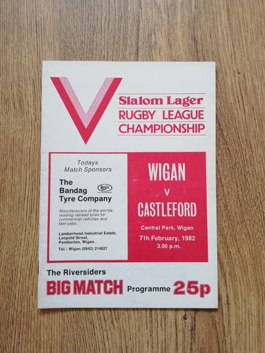 Wigan v Castleford Feb 1982 Rugby League Programme