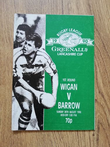 Wigan v Barrow Aug 1990 Lancashire Cup Rugby League Programme