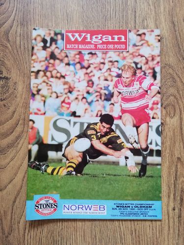 Wigan v Oldham Nov 1990 Rugby League Programme
