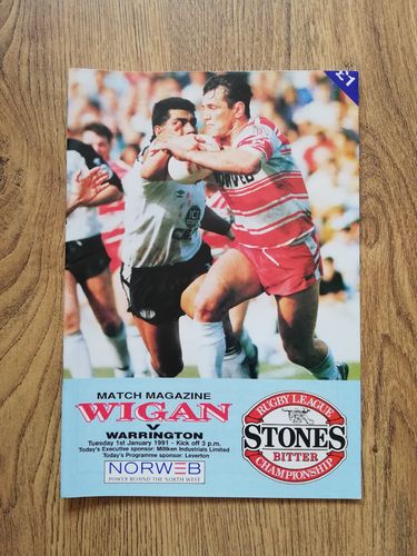 Wigan v Warrington Jan 1991 Rugby League Programme
