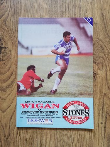 Wigan v Bradford Northern Jan 1991 Rugby League Programme