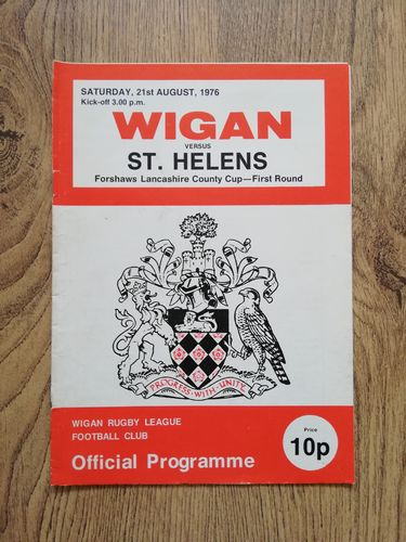 Wigan v St Helens Aug 1976 Lancashire Cup Rugby League Programme