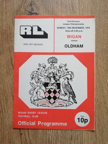 Wigan v Oldham Dec 1976 Rugby League Programme