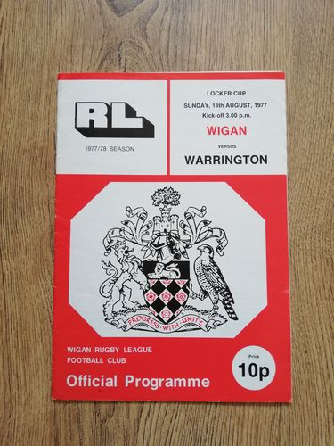 Wigan v Warrington Aug 1977 Locker Cup Rugby League Programme