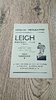 Leigh v Bramley Aug 1957 Rugby League Programme
