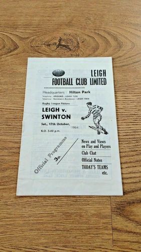 Leigh v Swinton Oct 1964 Rugby League Programme