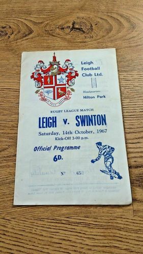Leigh v Swinton Oct 1967 Rugby League Programme