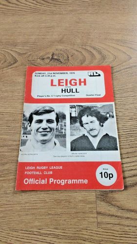 Leigh v Hull Nov 1976 Players No6 Trophy Quarter Final Rugby League Programme