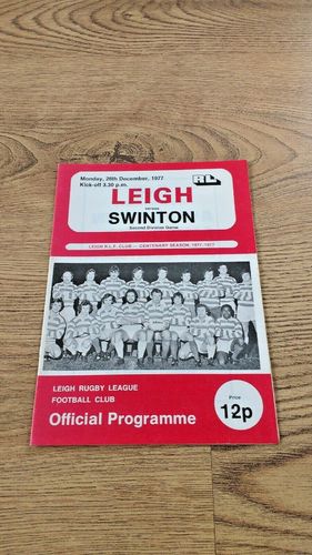 Leigh v Swinton Dec 1977 Rugby League Programme