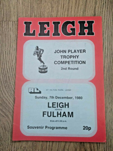 Leigh v Fulham Dec 1980 John Player Trophy Rugby League Programme