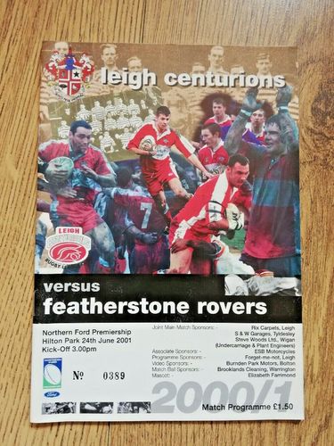Leigh v Featherstone Jun 2001 Rugby League Programme