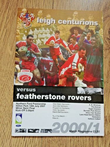 Leigh v Featherstone Jul 2001 Premiership Minor Semi-Final Rugby League Programme