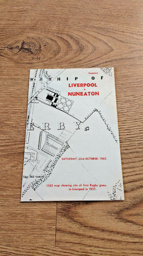 Liverpool v Nuneaton Oct 1965 Rugby Programme