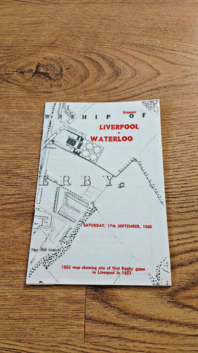 Liverpool v Waterloo Sept 1966 Rugby Programme