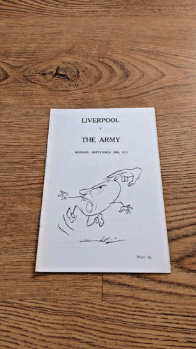 Liverpool v The Army Sept 1971 Rugby Programme