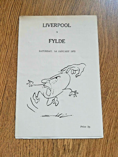 Liverpool v Fylde Jan 1972 Rugby Programme