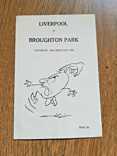 Liverpool v Broughton Park Feb 1972 Rugby Programme