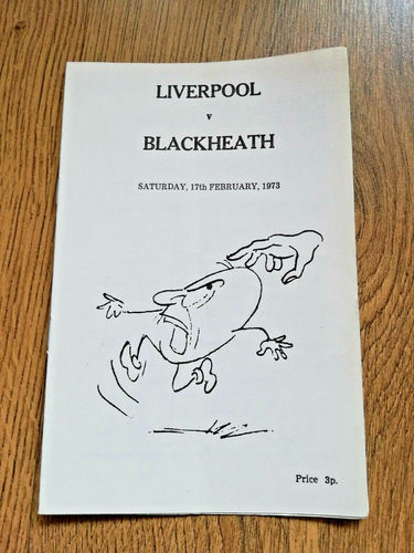 Liverpool v Blackheath Feb 1973 Rugby Programme