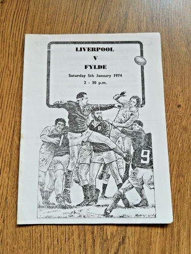 Liverpool v Fylde Jan 1974 Rugby Programme